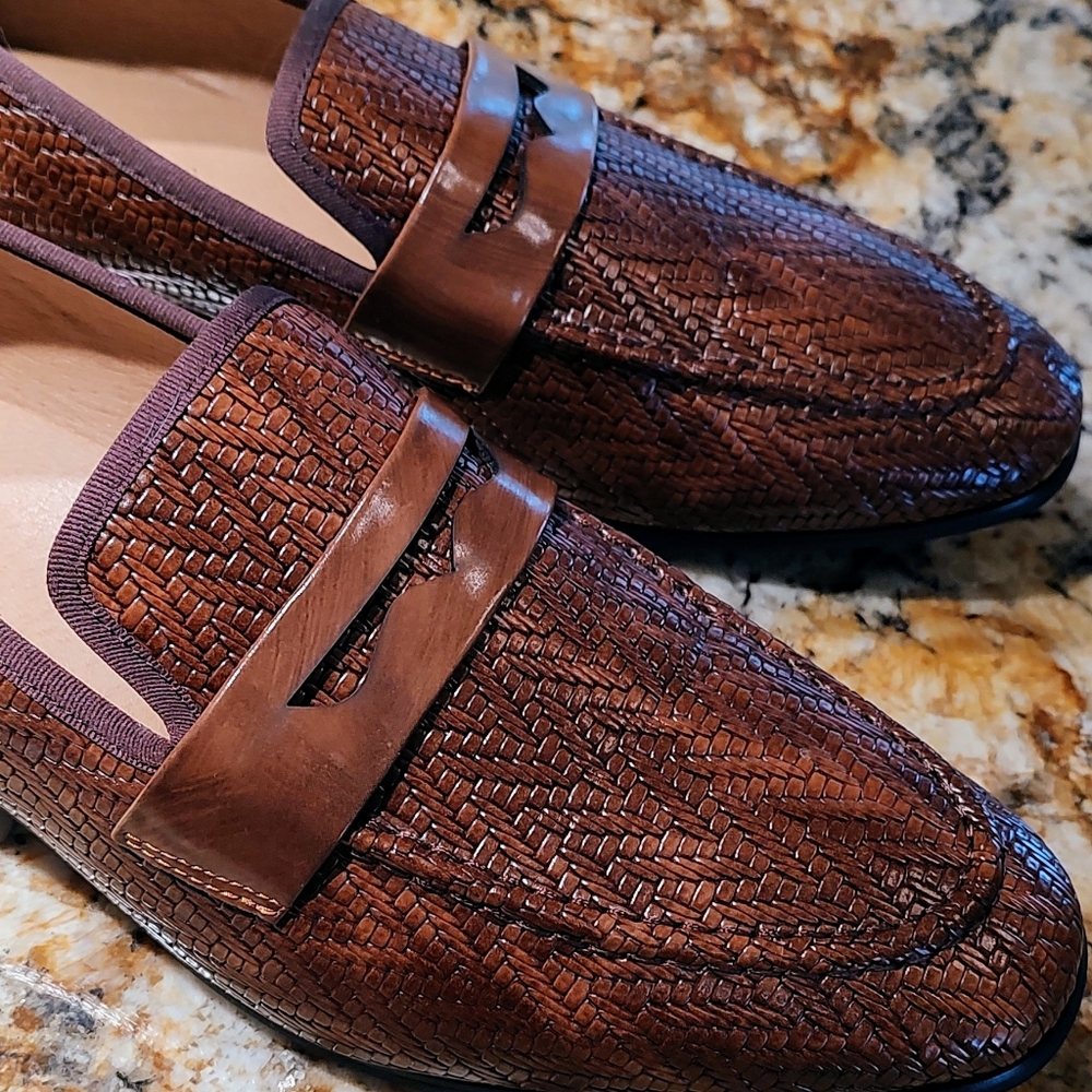 Men's Meijiana brown weave design loafers, size 12 preowned, very good condition - Picture 7 of 15